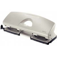 Leitz Perforatrice 4 Trous, Capacite 16 Feuilles, Gris clair, Metal, Reglette de Guidage avec Reperes, 50220085