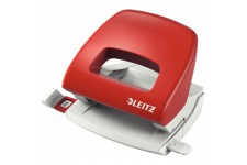 Leitz Perforatrice Petite Taille Sans Effort, Capacite 16 Feuilles, Rouge, Metal, Reglette de Guidage avec Reperes, NeXXt, 50380