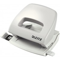 Leitz Perforatrice Petite Taille Sans Effort, Capacite 16 Feuilles, Gris clair, Metal, Reglette de Guidage avec Reperes, NeXXt, 