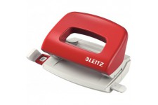 Leitz Mini-Perforatrice Sans Effort, Capacite 10 Feuilles, Rouge, Metal, Reglette de Guidage avec Reperes, NeXXt, 50580025