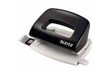 Leitz Mini-Perforatrice Sans Effort, Capacite 10 Feuilles, Noir, Metal, Reglette de Guidage avec Reperes, NeXXt, 50580095