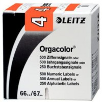 LEITZ Orgacolor 66041000 numerique etiquettes '4' orange Lot de 500