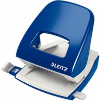 Leitz Perforatrice Sans Effort, Capacite 30 Feuilles, Bleu, Metal, Reglette de Guidage avec Reperes, NeXXt, 50080035