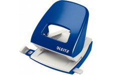 Leitz Perforatrice Sans Effort, Capacite 30 Feuilles, Bleu, Metal, Reglette de Guidage avec Reperes, NeXXt, 50080035