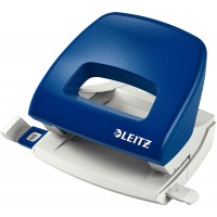 Leitz Perforatrice Petite Taille Sans Effort, Capacite 16 Feuilles, Bleu, Metal, Reglette de Guidage avec Reperes, NeXXt, 503800