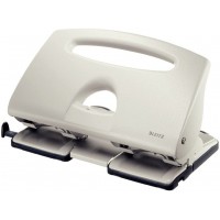 Leitz Perforatrice 4 Trous, Capacite 40 Feuilles, Gris clair, Metal, Reglette de Guidage avec Reperes, 51320085