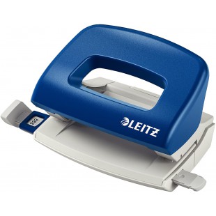 Leitz Mini-Perforatrice Sans Effort, Capacite 10 Feuilles, Bleu, Metal, Reglette de Guidage avec Reperes, NeXXt, 50580035