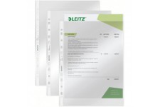 Leitz, pochettes perforees A4, PP transparent lisse, 75 microns, Boite de 100 pochettes, 47700002