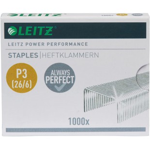 Leitz Power Performance Agrafes P3 (26/6), Galvanise, Boite de 1000 Agrafes, 55720000