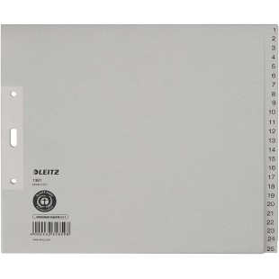 Leitz Intercalaires A4 avec Onglets 1-25, Mi-Hauteur, Extra-Large, Papier 100% Recycle, Certifie Ange Bleu, Gris, 138