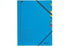 Classeur trieur, A4, carton, 7 compartiments, bleu