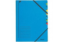 Classeur trieur, A4, carton, 7 compartiments, bleu