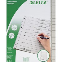 Leitz Intercalaires A4, Lot de 25, Extra-Large, Gris, 100% Recycle, Onglets Predecoupes, 16503085