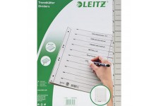 Leitz Intercalaires A4, Lot de 25, Extra-Large, Gris, 100% Recycle, Onglets Predecoupes, 16503085