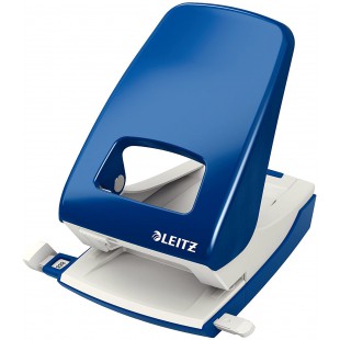 Leitz Perforatrice Sans Effort, Capacite 40 Feuilles, Bleu, Metal, Reglette de Guidage avec Reperes, NeXXt, 51380035