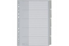 Leitz Intercalaires A4 5 Touches Vierges, Systeme d'Onglets Interchangeables, Gris, Plastique Ultra-Resistant, 12710085