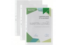 Leitz - 47800303 - Lot de 100 Pochettes perforees ouvert 2 cotes en Polypropylene graine - A4 - 130 µ - Transparent