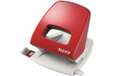 Leitz Perforatrice Sans Effort, Capacite 25 Feuilles, Rouge, Metal, Reglette de Guidage avec Reperes, NeXXt, 50050025