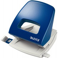 Leitz Perforatrice Sans Effort, Capacite 25 Feuilles, Bleu, Metal, Reglette de Guidage avec Reperes, NeXXt, 50050035