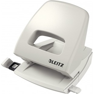 Leitz Perforatrice Sans Effort, Capacite 25 Feuilles, Gris clair, Metal, Reglette de Guidage avec Reperes, NeXXt, 50050085