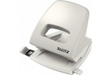 Leitz Perforatrice Sans Effort, Capacite 25 Feuilles, Gris clair, Metal, Reglette de Guidage avec Reperes, NeXXt, 50050085