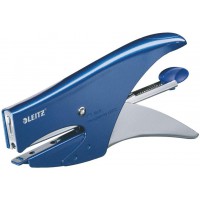 Leitz Pince Agrafeuse, Capacite 15 Feuilles, Bleu, Boitier Metallique Ergonomique, Chargement par l'Arriere, Agrafes Incluses P1