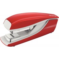 Leitz Agrafeuse de Bureau Flat Clinch, Capacite 40 Feuilles, Rouge, Boitier Metallique Ergonomique, Agrafes Incluses, Gamme NeXX