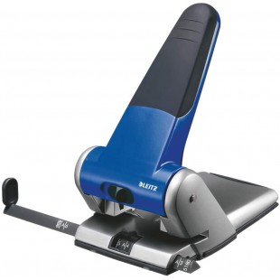 Leitz Perforatrice Gros Travaux & Sans Effort, Capacite 65 Feuilles, Bleu, Metal, Reglette de Guidage avec Reperes, Heavy Duty, 