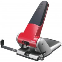 Leitz Perforatrice Gros Travaux & Sans Effort, Capacite 65 Feuilles, Rouge, Metal, Reglette de Guidage avec Reperes, Heavy Duty,