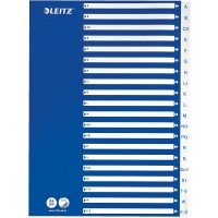 Leitz Intercalaires A4 Touches A-Z, Bleu & Blanc, Onglets Renforces en Plastique Resistant avec Table des Matieres, 12536001