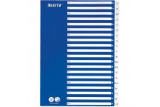 Leitz Intercalaires A4 Touches A-Z, Bleu & Blanc, Onglets Renforces en Plastique Resistant avec Table des Matieres, 12536001