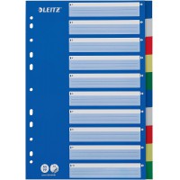 Leitz Intercalaires A4 10 Touches, Multicolore, Onglets Renforces en Plastique Resistant avec Table des Matieres, 12566000