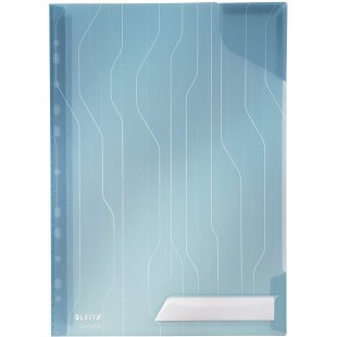 Leitz, Pochette Combifile A4, Matiere Grainee Mate Transparente Bleue, Ouverture sur le Haut et sur le Cote Droit, Polypropylene