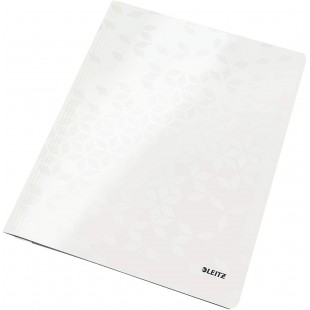 Lot de 10 : Leitz Chemise de Presentation a Lamelle en Carton Plastifie, A4, Capacite 250 Feuilles, Blanc, WOW, 30010001