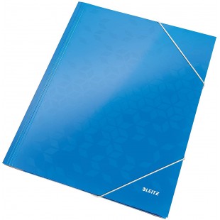 Leitz Wow Chemise de 3 Rabats avec fermeture elastique en carton plastifie A4 Bleu