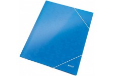 Leitz Wow Chemise de 3 Rabats avec fermeture elastique en carton plastifie A4 Bleu