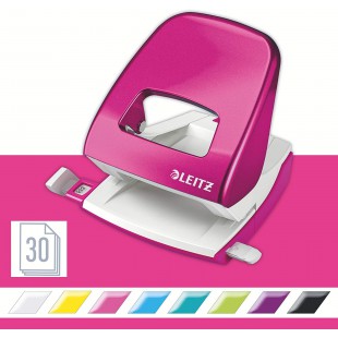 Leitz Perforateur, 30 feuilles, Reglette de guidage avec marquages des formats, Metal, Rose metallise, WOW, 50081023