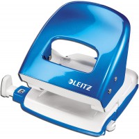 Leitz Perforateur, 30 feuilles, Reglette de guidage avec marquages des formats, Metal, Bleu metallise, WOW, 50081036