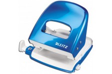 Leitz Perforateur, 30 feuilles, Reglette de guidage avec marquages des formats, Metal, Bleu metallise, WOW, 50081036