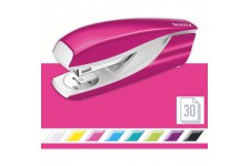 Leitz Agrafeuse de bureau, 30 feuilles, Metal, Ergonomique, Agrafes incluses, Rose metallise, WOW, 55021023