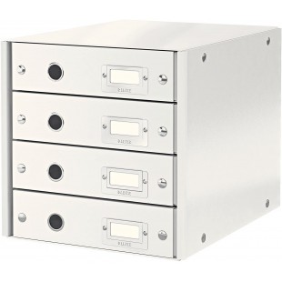 Leitz Bloc de Classement, 4 Tiroirs, A4, Click & Store, 60490001 - Blanc