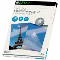 Leitz 74800000 Pochettes de plastification, Materiau epais de 100 Microns (Transparent, Brillant, A4) - Pack de 100