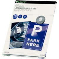 Leitz 74910000 Pochettes de plastification, Materiau epais de 250 Microns (Transparent, Brillant, A3) - Pack de 25