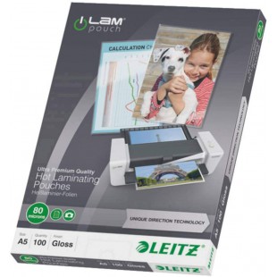LEITZ 74920000 - Bolsas de plastificacion con tecnologa­a UDT A5 154x216 mm (caja 100) 80 micras
