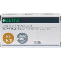 Leitz Power Performance Agrafes P3 (24/6), Blanc, Galvanise, Boite de 1000 Agrafes, 55540000