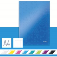 Leitz, Cahier couverture carton A4 quadrille, 160 pages 90g/m², Leitz WOW, Bleu, 46261036