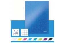 Leitz, Cahier couverture carton A4 quadrille, 160 pages 90g/m², Leitz WOW, Bleu, 46261036