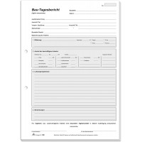 RNK 1306 - tagesbericht de Construction, 3 x 50 feuilles par bloc en papier autocopiant duplicata, DIN A4