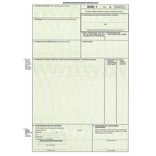 Certificat de marchandises EUR.1 a  remplir manuellement - SD, 1 x 2 feuilles DIN A4