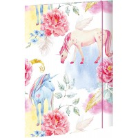 RNK 45327 Chemise a  dessin licorne, 310 x 440 mm, DIN A3, avec fermeture elastique, 1 piece